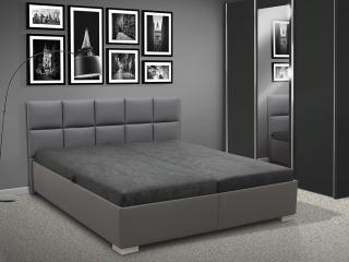 Čalouněná postel s úložným prostorem LUXOR 180 Barva: eko kůže šedá, typ matrace: Boxspring