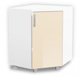 Koupelnová skříňka rohová K34 barva skříňky: bílá 113, barva dvířek: jasmín lesk