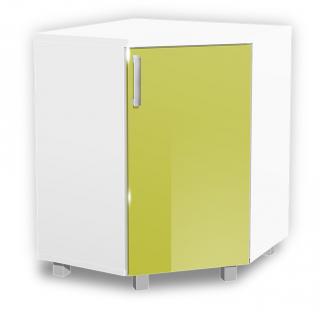 Koupelnová skříňka rohová K34 barva skříňky: bílá 113, barva dvířek: lemon lesk