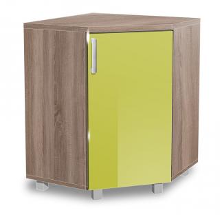 Koupelnová skříňka rohová K34 barva skříňky: dub sonoma tmavá, barva dvířek: lemon lesk