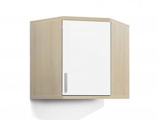Koupelnová skříňka rohová závěsná K33 barva skříňky: akát, barva dvířek: bílý lesk