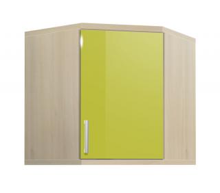 Koupelnová skříňka rohová závěsná K33 barva skříňky: akát, barva dvířek: lemon lesk
