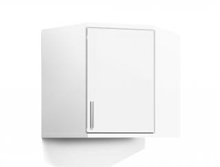 Koupelnová skříňka rohová závěsná K33 barva skříňky: bílá 113, barva dvířek: bílá lamino