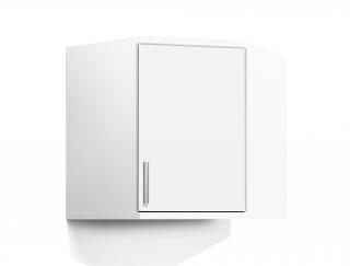 Koupelnová skříňka rohová závěsná K33 barva skříňky: bílá 113, barva dvířek: bílý lesk