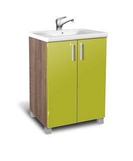 Koupelnová skříňka s umývadlem K22 barva skříňky: dub sonoma tmavá, barva dvířek: lemon lesk