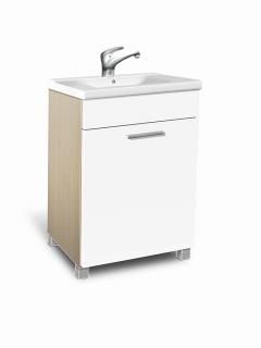 Koupelnová skříňka s umývadlem K27 barva skříňky: akát, barva dvířek: bílá lamino