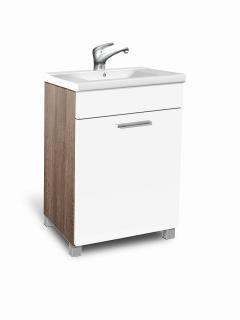 Koupelnová skříňka s umývadlem K27 barva skříňky: dub sonoma tmavá, barva dvířek: bílá lamino