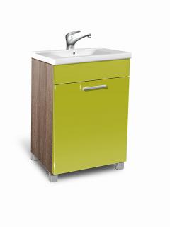 Koupelnová skříňka s umývadlem K27 barva skříňky: dub sonoma tmavá, barva dvířek: lemon lesk