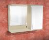 Koupelnová skříňka se zrcadlem K10 pravá barva skříňky: akát, barva dvířek: bílý lesk