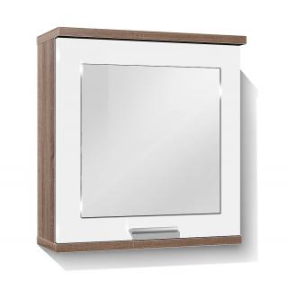 Koupelnová skříňka se zrcadlem K28 barva skříňky: dub sonoma tmavá, barva dvířek: bílá lamino