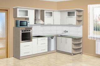 Levná rohová kuchyňská linka MODENA - B barva kuchyně: šedá/bílá, příplatky: navíc pracovní deska+těsnící lišta+koncovky
