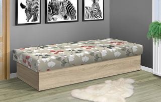 Levná válenda Junior 200x80 cm bez čela, matrace boxspring barva lamina: dub sonoma, Barva potahu: 53874-1178 béžovočervená