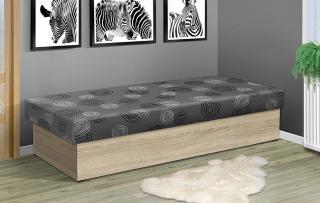 Levná válenda Junior 200x80 cm bez čela, matrace boxspring barva lamina: dub sonoma, Barva potahu: Mega 31 šedá