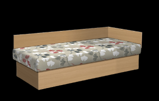 Levná válenda Junior 200x80 cm s čelem,  matrace boxspring barva lamina: buk, Barva potahu: 53874-1257 krémová