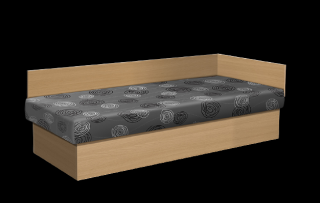 Levná válenda Junior 200x80 cm s čelem,  matrace boxspring barva lamina: buk, Barva potahu: Mega 031 šedá