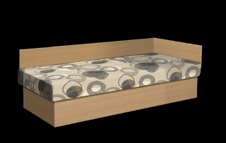 Levná válenda Junior 200x80 cm s čelem,  matrace boxspring barva lamina: buk, Barva potahu: Mega 42 béžová