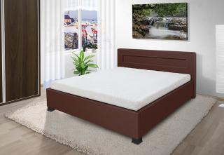 Luxusní postel Mia 140x200 cm eko kůže: hnědá, Úložný prostor: ano