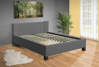 Manželská postel Luna 180x200 cm s LED světly matrace: bez matrace, Barva postele: eko šedá, Úložný prostor: bez úložného prostoru