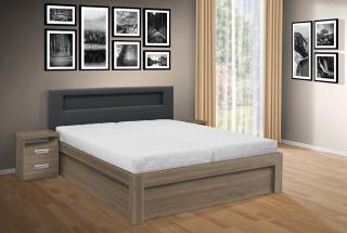 Moderní postel ŠÁRKA 200x180cm, LED osvětlení, elektrické otevírání úložného prostoru barva lamina: dub amalfi