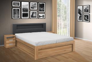 Moderní postel ŠÁRKA 200x180cm, LED osvětlení, elektrické otevírání úložného prostoru barva lamina: ořech lyon