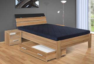 postel Darina 200x140 cm matrace: Matrace 17 cm sendvičová, Barva postele: ořech lyon, Úložný prostor: s úložným prostorem - šuplík