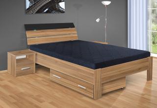 postel Darina 200x140 cm matrace: matrace Orthopedy maxi 19 cm, Barva postele: ořech lyon, Úložný prostor: s úložným prostorem - šuplík