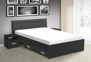 postel MEADOW 200x140cm, LED osvětlení barva lamina: antracit/šedá, Úložný prostor: šuplík