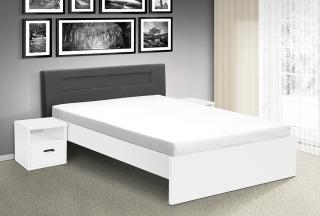 postel MEADOW 200x180cm, LED osvětlení barva lamina: bílá/šedá, Úložný prostor: bez úložného prostoru