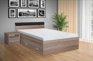 postel s úložným prostorem RAMI - M 120x200 cm barva lamina: dub sonoma tmavá, matrace: MATRACE 15cm PUR