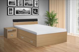 postel s úložným prostorem RAMI - M 140x200 cm barva lamina: Buk 381, matrace: Matrace 17 cm sendvičová