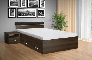 postel s úložným prostorem RAMI - M 140x200 cm barva lamina: Ořech 729, matrace: Matrace 17 cm sendvičová