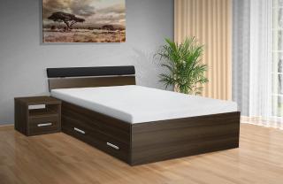 postel s úložným prostorem RAMI - M 180x200 cm barva lamina: Ořech 729, matrace: MATRACE 15cm PUR