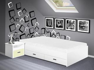 postel s úložným prostorem Renata 120x200 cm barva lamina: bílá, boční čela: bez bočních čel
