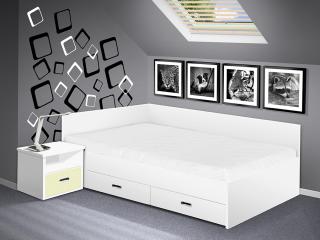 postel s úložným prostorem Renata 120x200 cm barva lamina: bílá, boční čela: s bočními čely