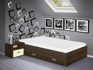 postel s úložným prostorem Renata 120x200 cm barva lamina: ořech, boční čela: bez bočních čel
