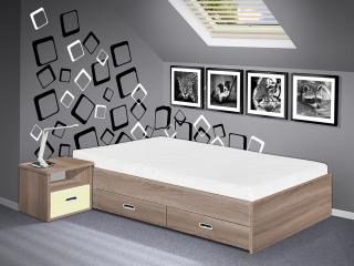 postel s úložným prostorem Renata 140x200 cm barva lamina: dub sonoma tmavá, boční čela: bez bočních čel