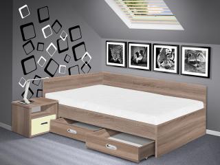 postel s úložným prostorem Renata 140x200 cm barva lamina: dub sonoma tmavá, boční čela: s bočními čely
