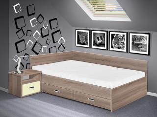 postel s úložným prostorem Renata 160x200 cm barva lamina: dub sonoma tmavá, boční čela: s bočními čely
