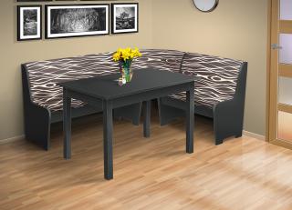 Rohová lavice se stolem barva lamina: Antracit, Čalounění: MEGA 037 tmavě hnědočerná