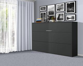 Sklápěcí postel VS1056, 200x120cm barva lamina: Antracit, matrace: bez matrace, varianta dveří: matné
