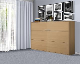 Sklápěcí postel VS1056, 200x120cm barva lamina: Buk 381, matrace: bez matrace, varianta dveří: matné