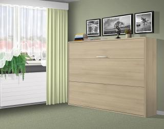 Sklápěcí postel VS1056, 200x140cm barva lamina: akát, matrace: bez matrace, varianta dveří: matné