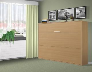Sklápěcí postel VS1056, 200x140cm barva lamina: Buk 381, matrace: bez matrace, varianta dveří: matné