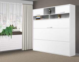 Sklápěcí postel VS1056 MAX, 200x140cm barva lamina: Bílá 113, matrace: bez matrace, varianta dveří: matné
