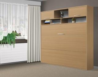 Sklápěcí postel VS1056 MAX, 200x140cm barva lamina: Buk 381, matrace: bez matrace, varianta dveří: matné