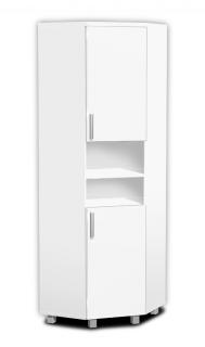 Vysoká koupelnová skříňka rohová K36 barva skříňky: bílá 113, barva dvířek: bílá lamino