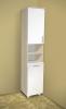 Vysoká koupelnová skříňka s košem K17 barva skříňky: akát, barva dvířek: bílý lesk