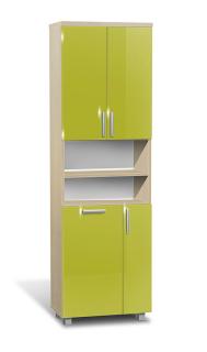 Vysoká koupelnová skříňka s košem K29 barva skříňky: akát, barva dvířek: lemon lesk