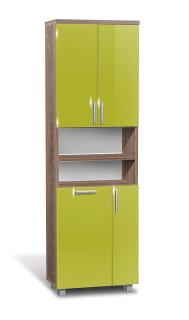Vysoká koupelnová skříňka s košem K29 barva skříňky: dub sonoma tmavá, barva dvířek: lemon lesk