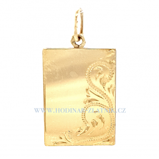 Destička ze žlutého zlata s rytinou  HEL202128045011301
